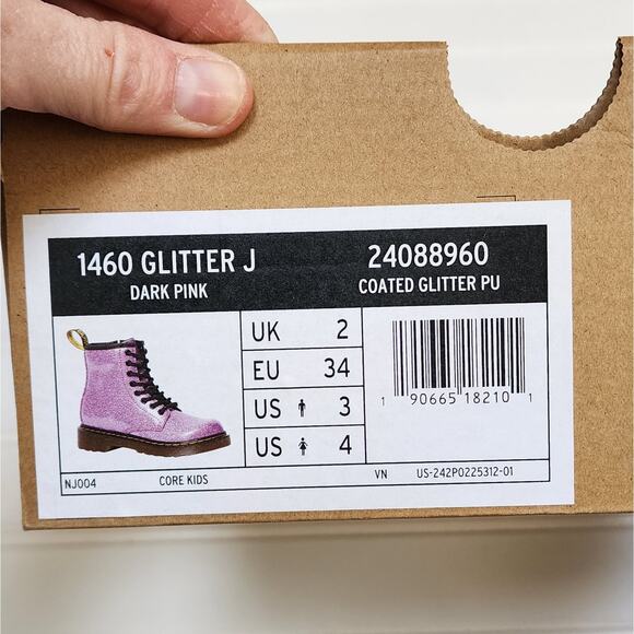 NWT Dr. Martens Junior 1460 Pink Glitter Lace Up Boots - Picture 10 of 10